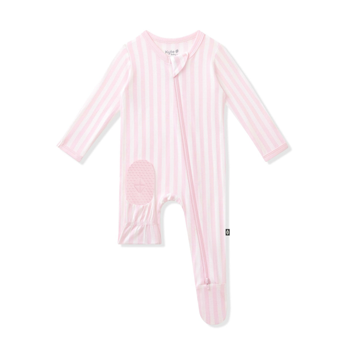Kyte Baby Zippered Footie in Small Sakura Stripe