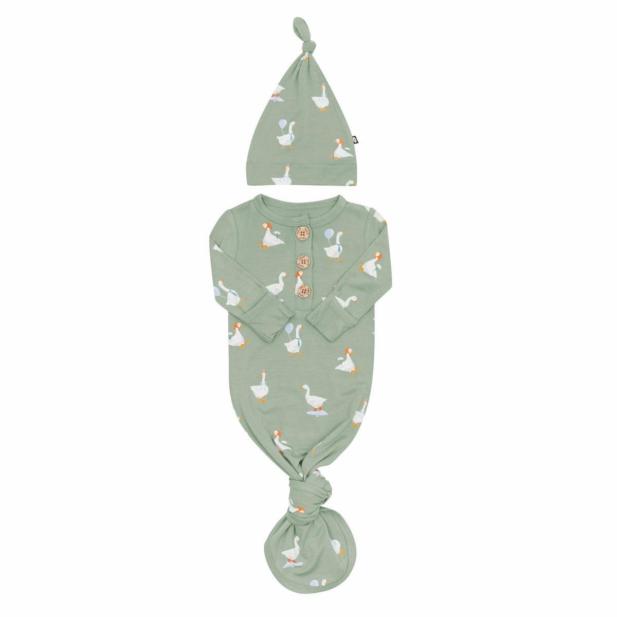 Kyte Baby Knotted Day Gown with Hat Set in Silly Goose