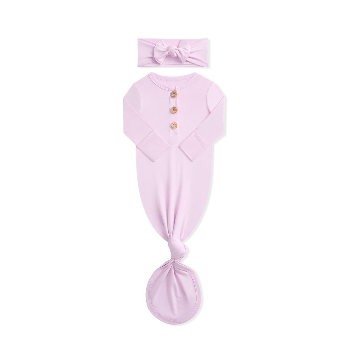 Kyte Baby Knotted Gown with Bow Set in Cloud