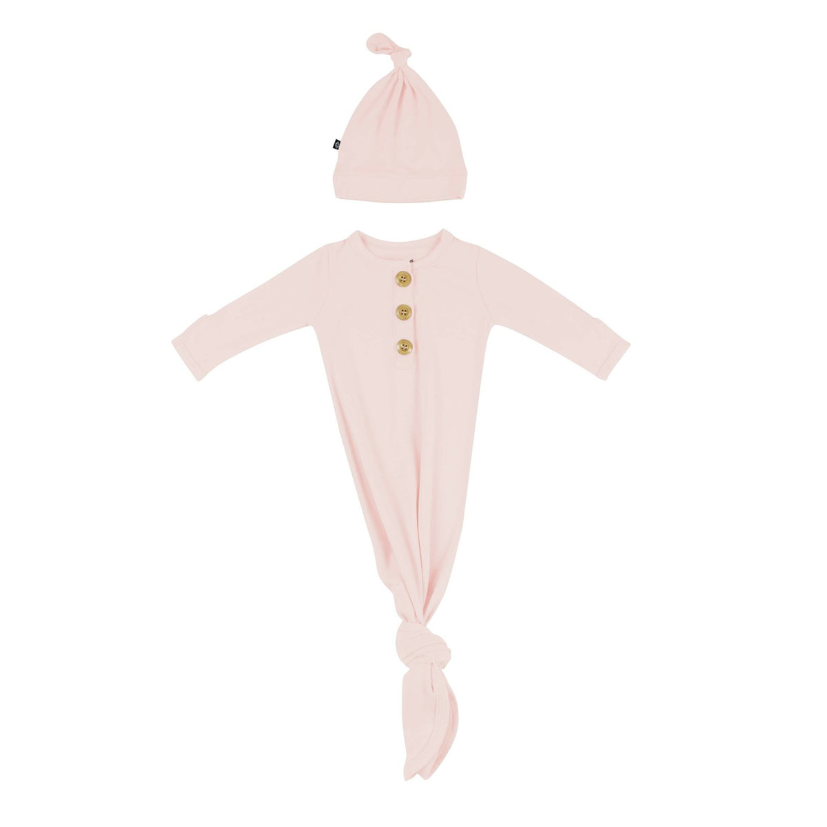 Kyte Baby Knotted Gown with Hat Set in Blush