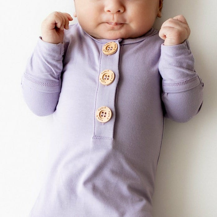 Kyte Baby Knotted Gown with Hat Set in Taro