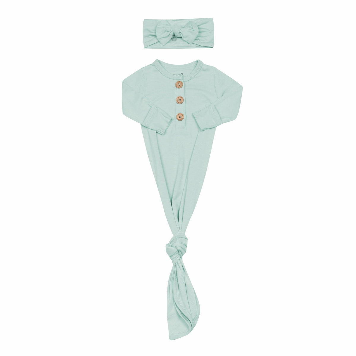 Kyte Baby Sage Knotted Gown Bow Set
