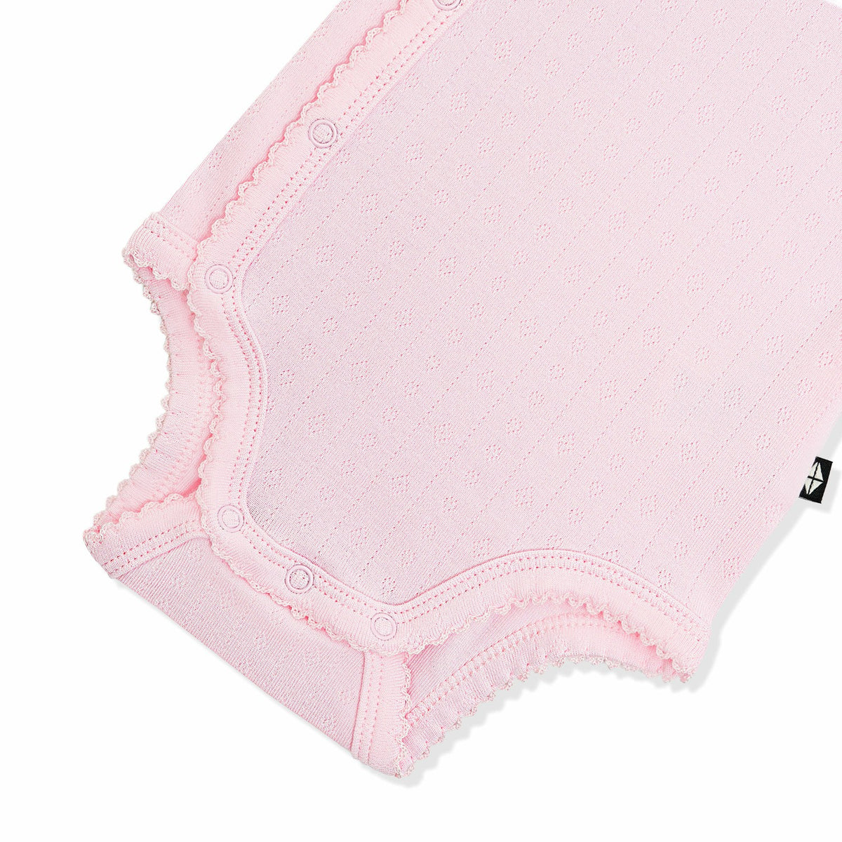 Kyte Baby Pointelle Kimono Bodysuit in Sakura