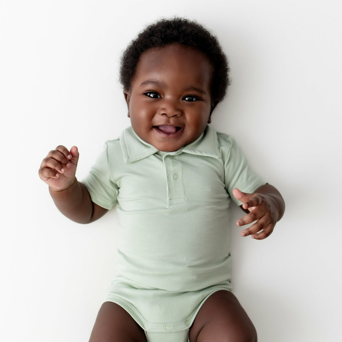 Kyte Baby Polo Bodysuit in Basil