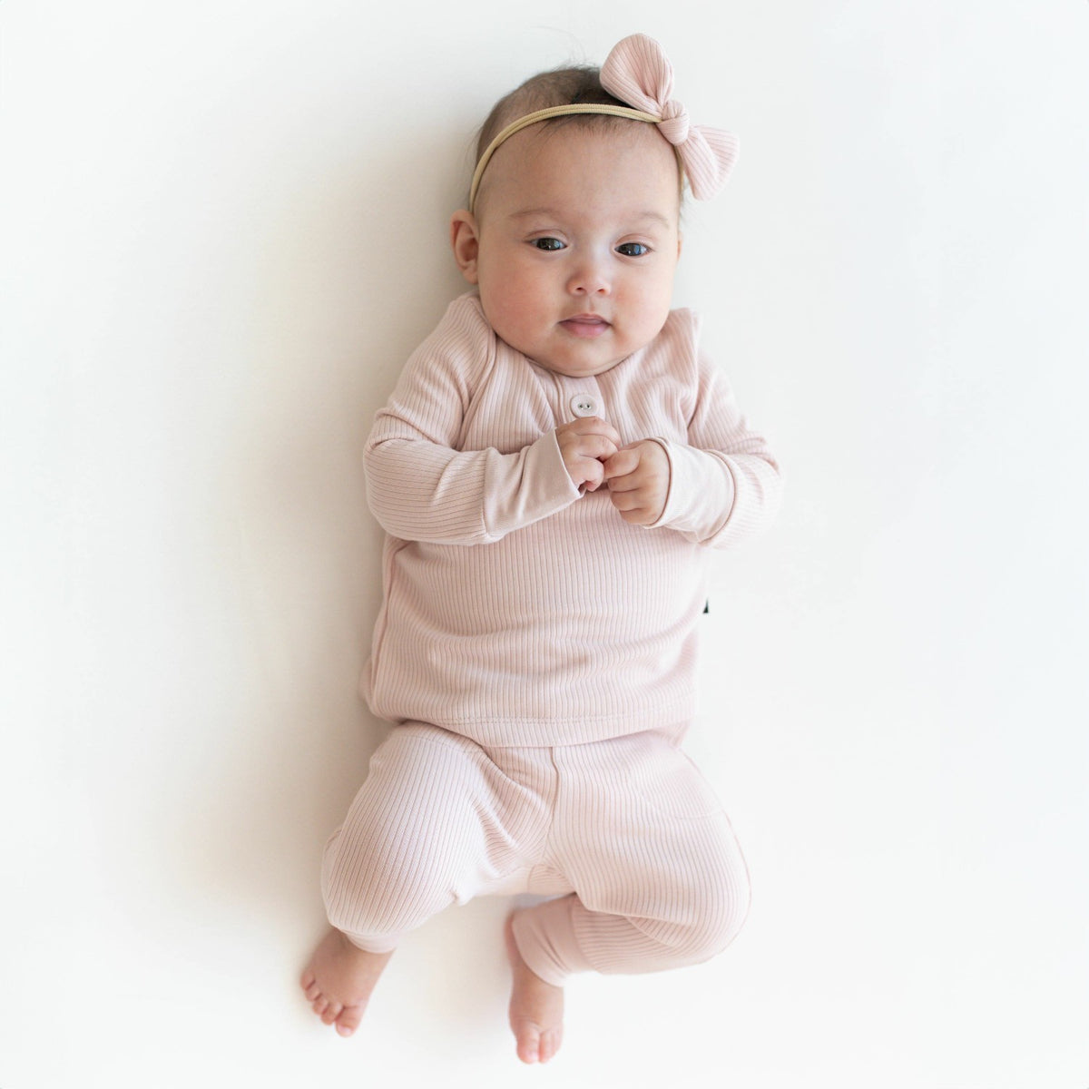 Kyte Baby Ribbed Infant Henley Set in Blush