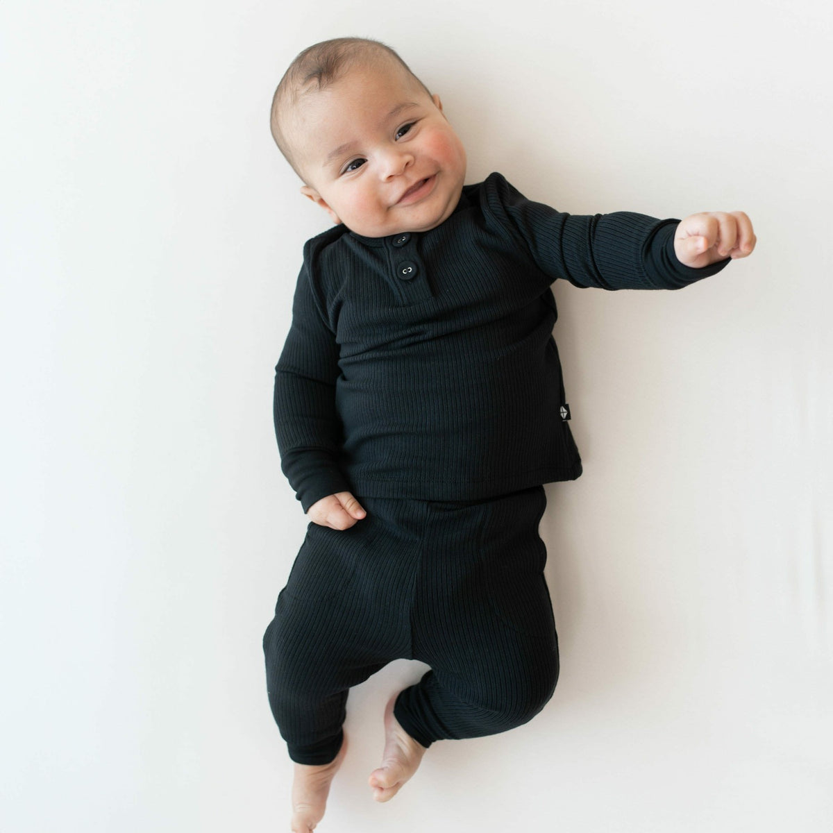 Kyte Baby Ribbed Infant Henley Set in Midnight