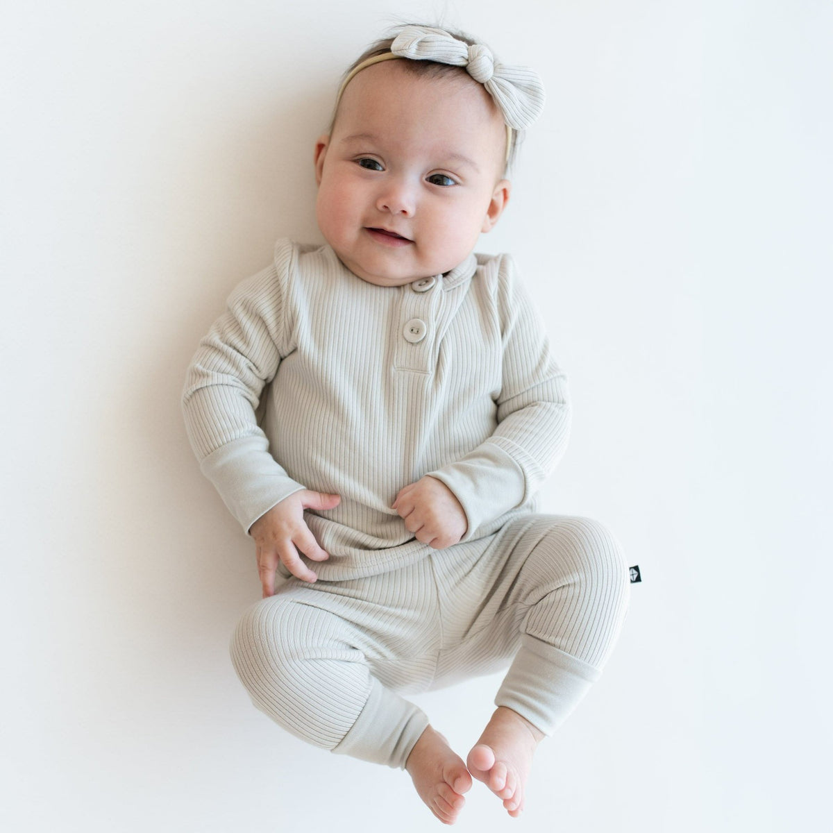 Kyte Baby Ribbed Infant Henley Set in Oat
