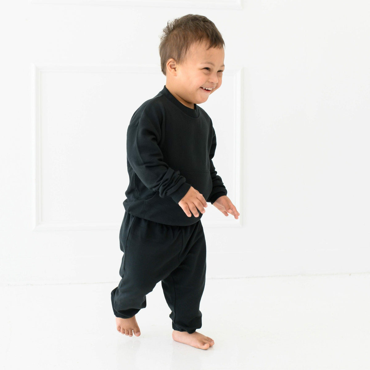 Kyte Baby French Terry Jogger Set in Midnight Black