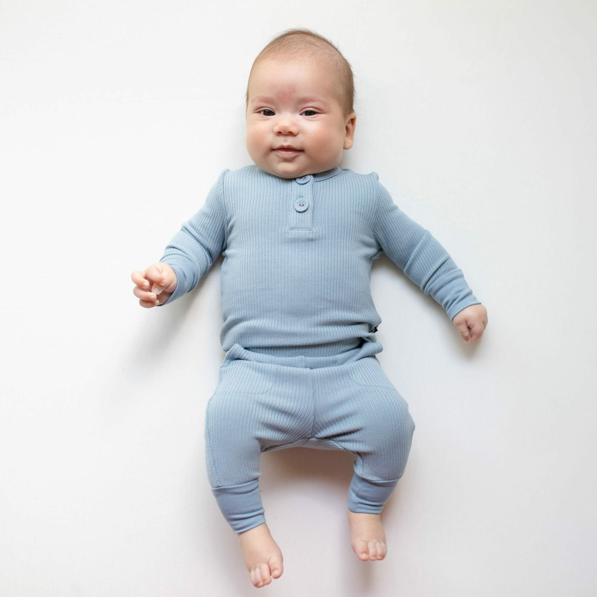Kyte Baby Ribbed Infant Henley Set in Slate