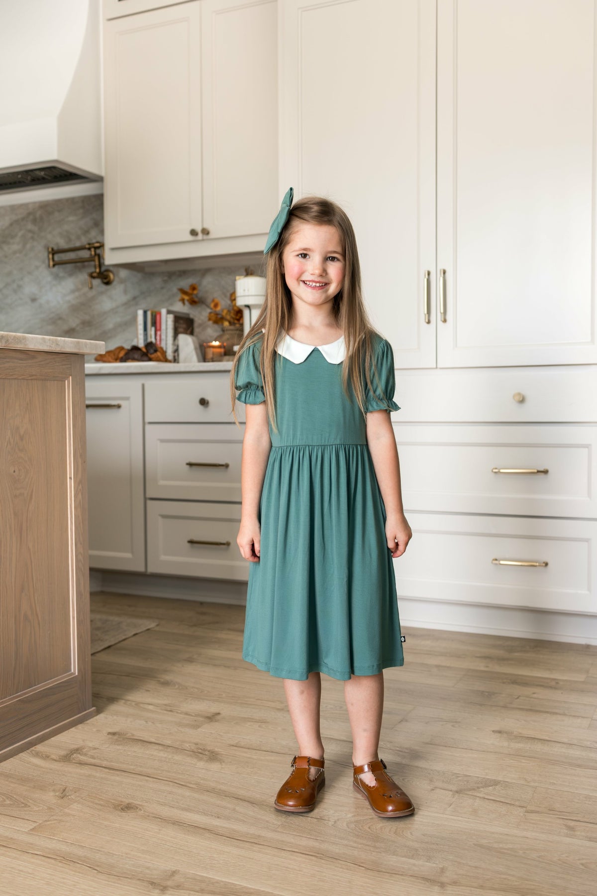 Kyte Baby Peter Pan Collar Dress in Pine