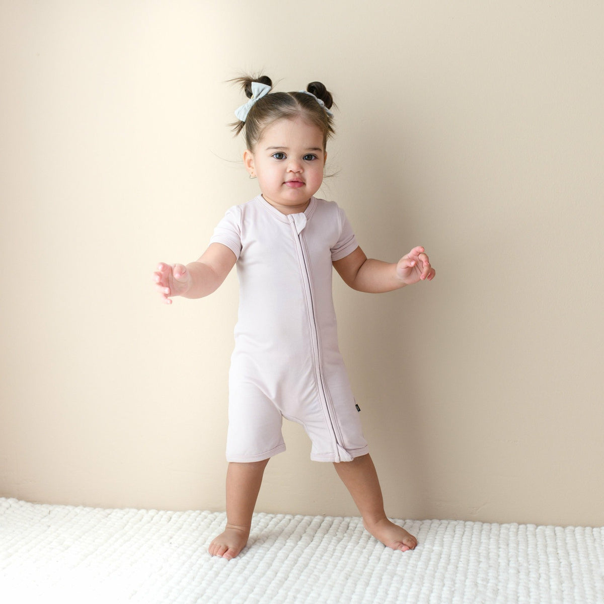 Kyte Baby Zippered Shortall Romper Blush