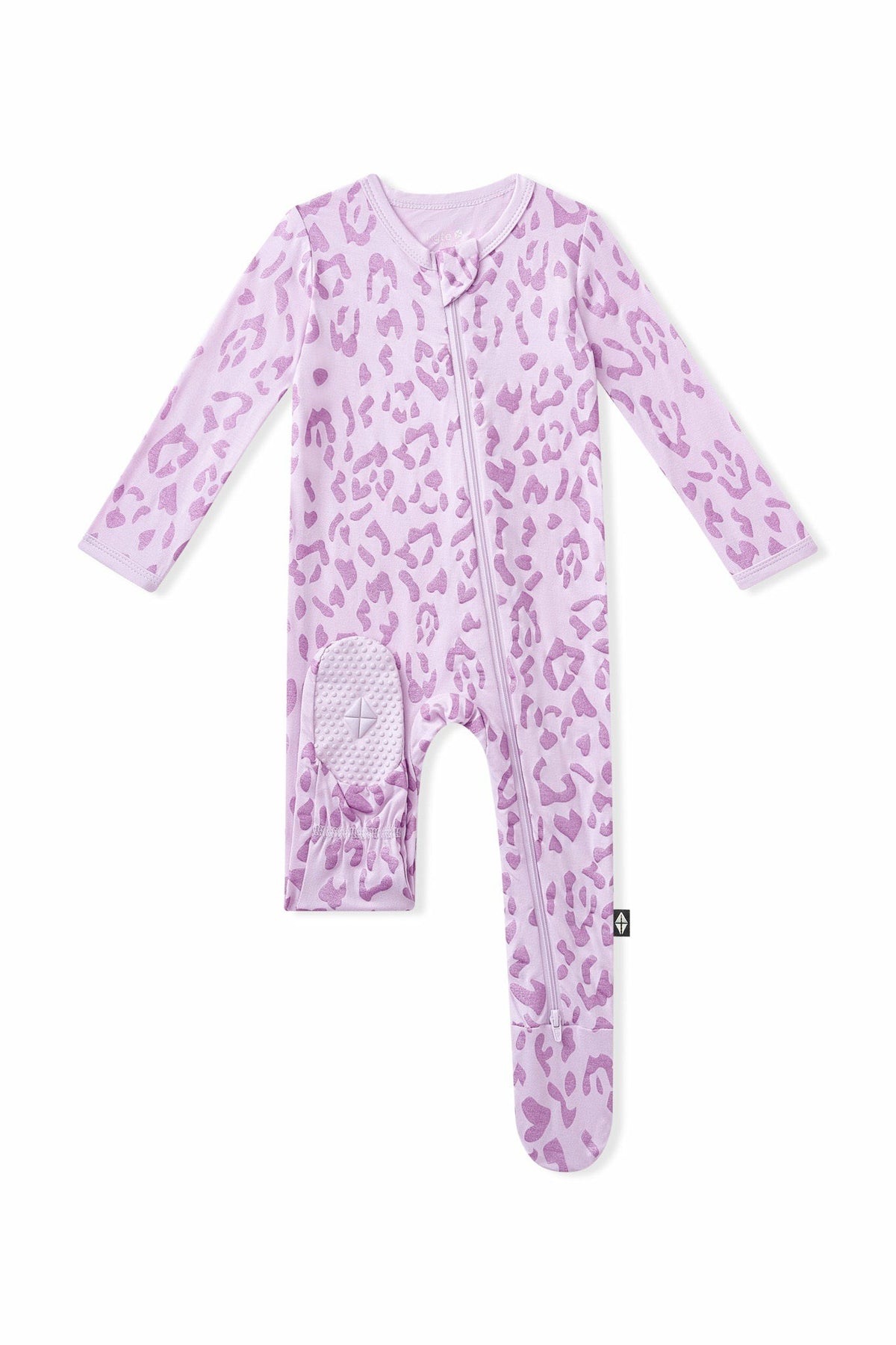 Kyte Baby Zippered Footie in Thistle Leopard