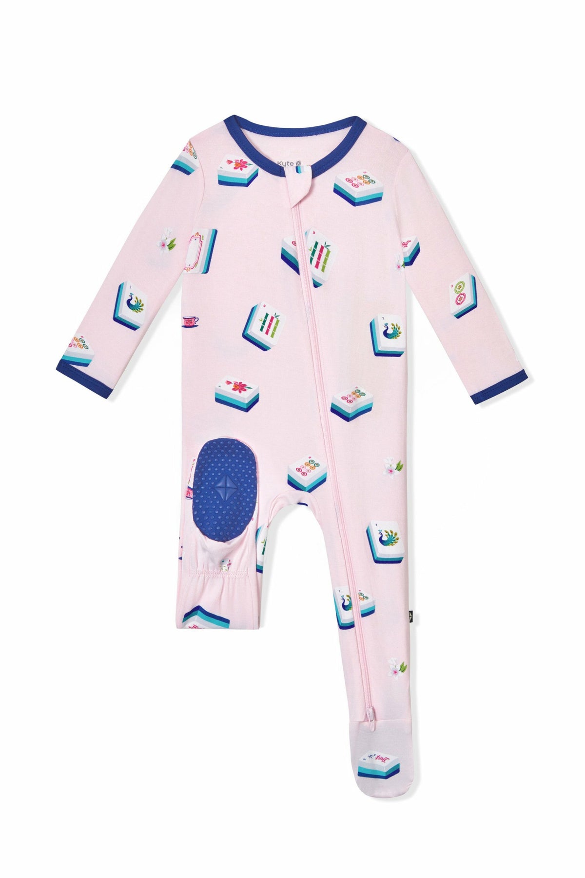 Kyte Baby Zippered Footie in Sakura Mahjong