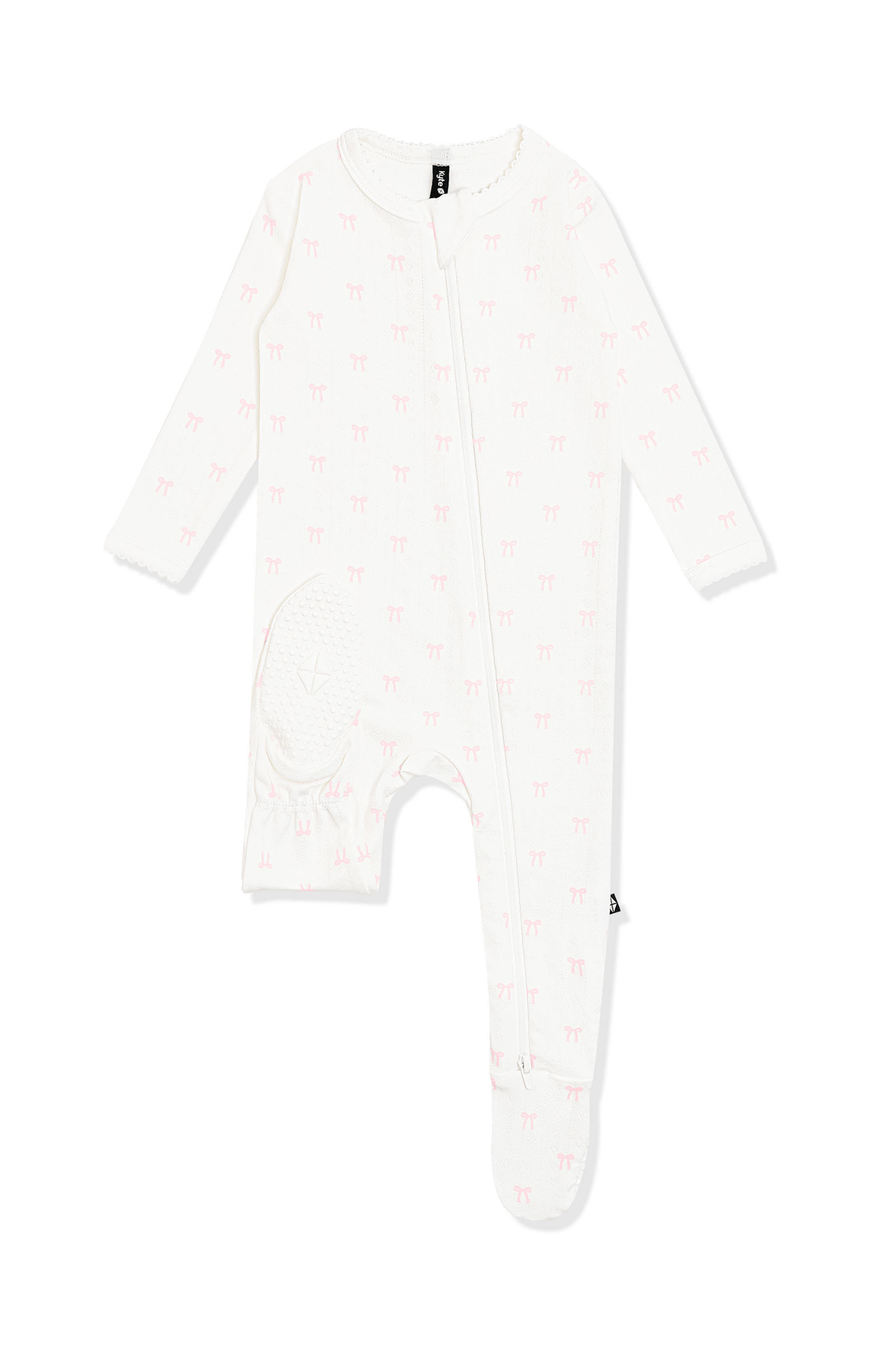 Kyte Baby Pointelle Zippered Footie in Sweet Pink Bow