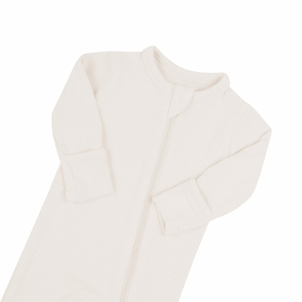 Kyte Baby Ribbed Zipper Footie in Oat