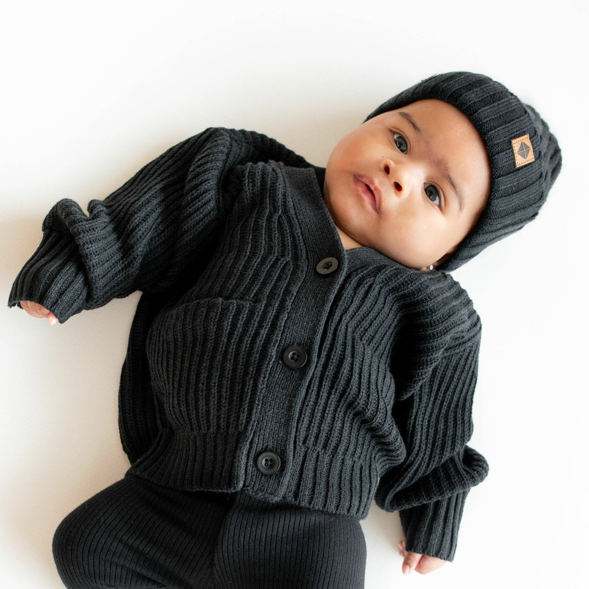 Kyte Baby Chunky Knit Ribbed Beanie in Midnight