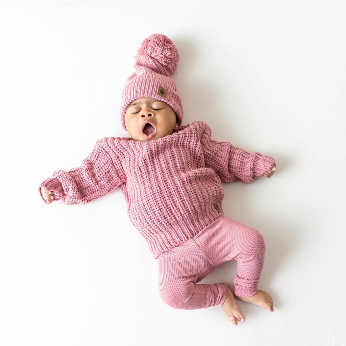 Kyte Baby Chunky Knit Pom Beanie in Apple Blossom