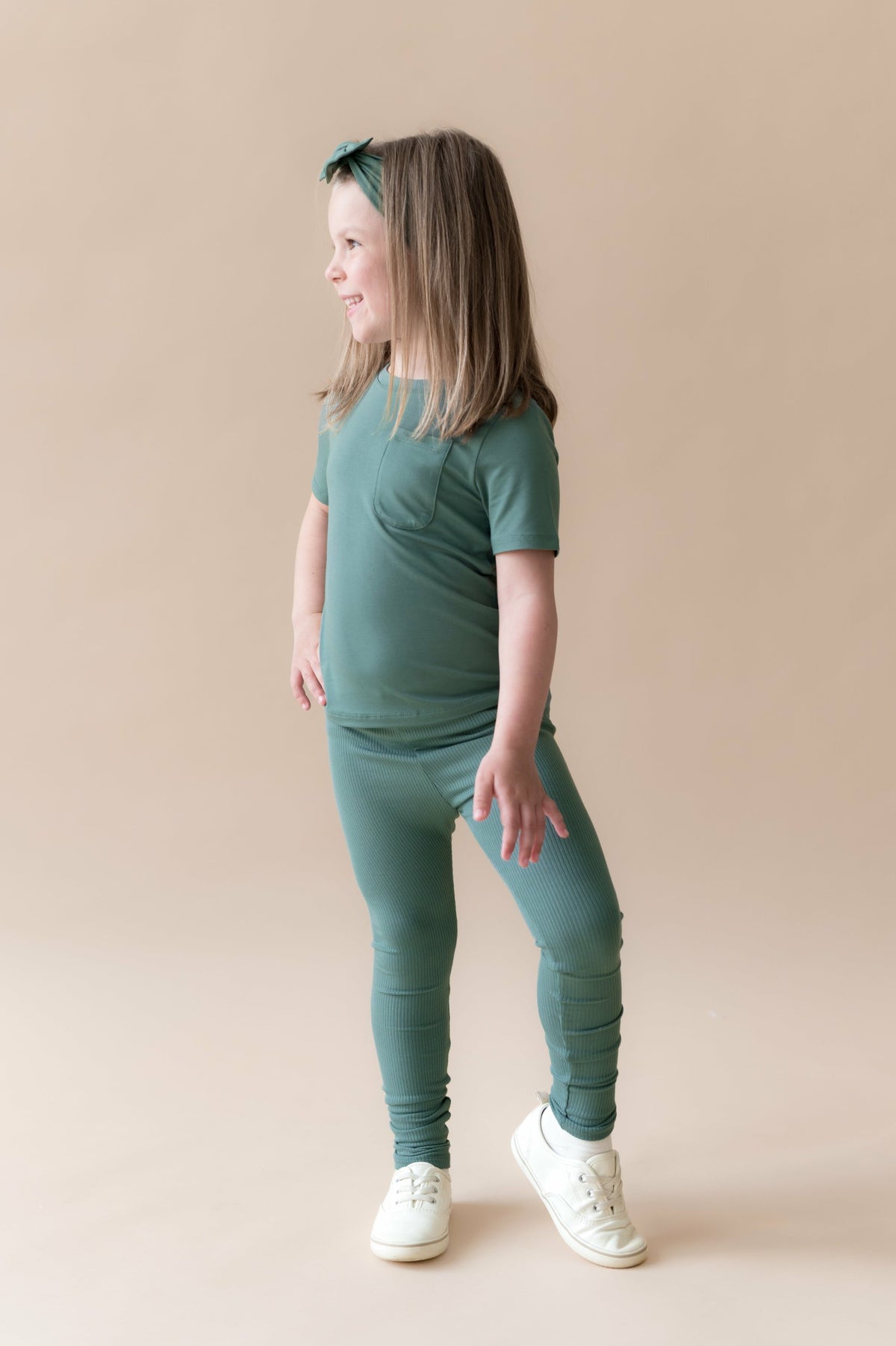 Kyte Baby Ribbed Leggings in Pine