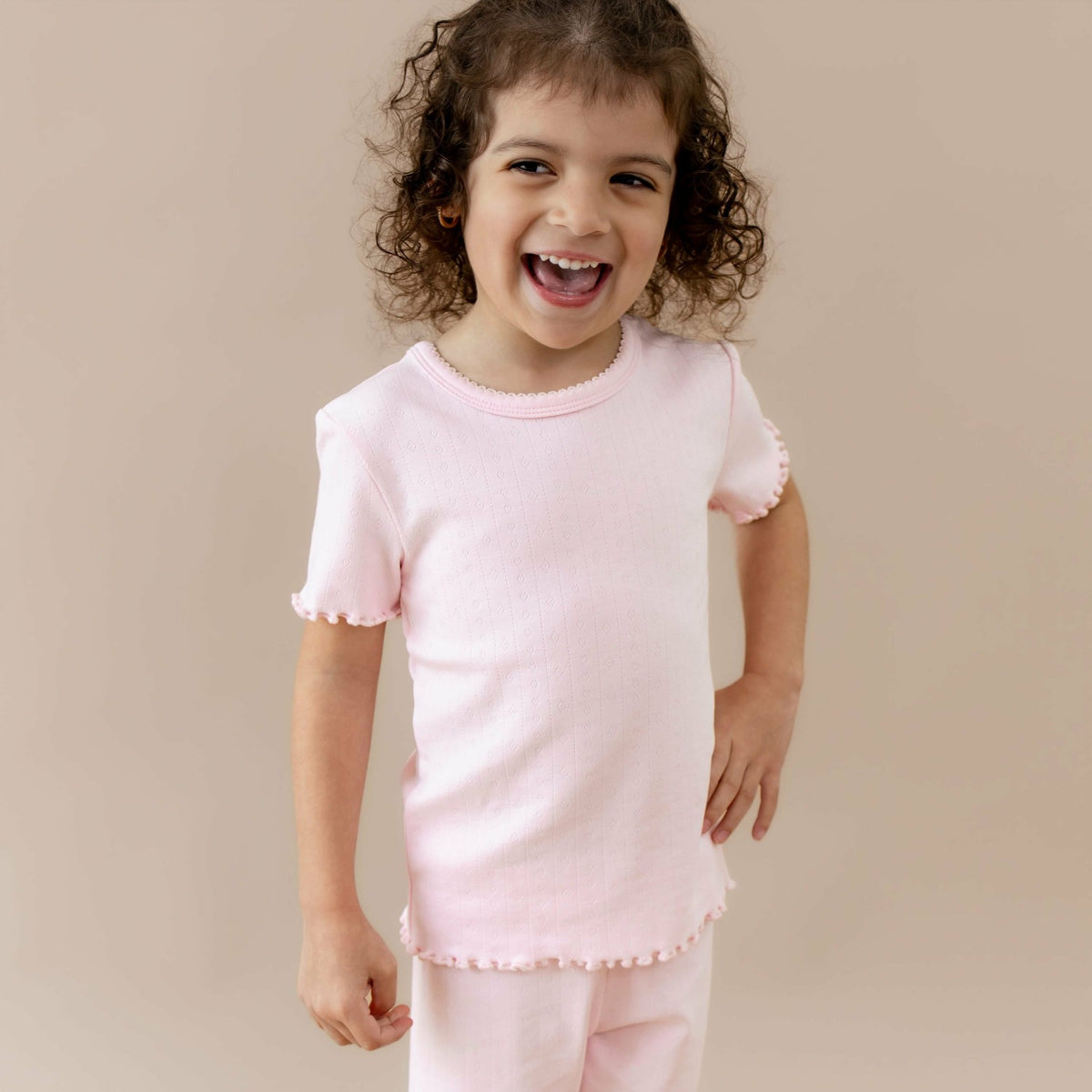 Kyte Baby Pointelle Short Sleeve Set in Sakura