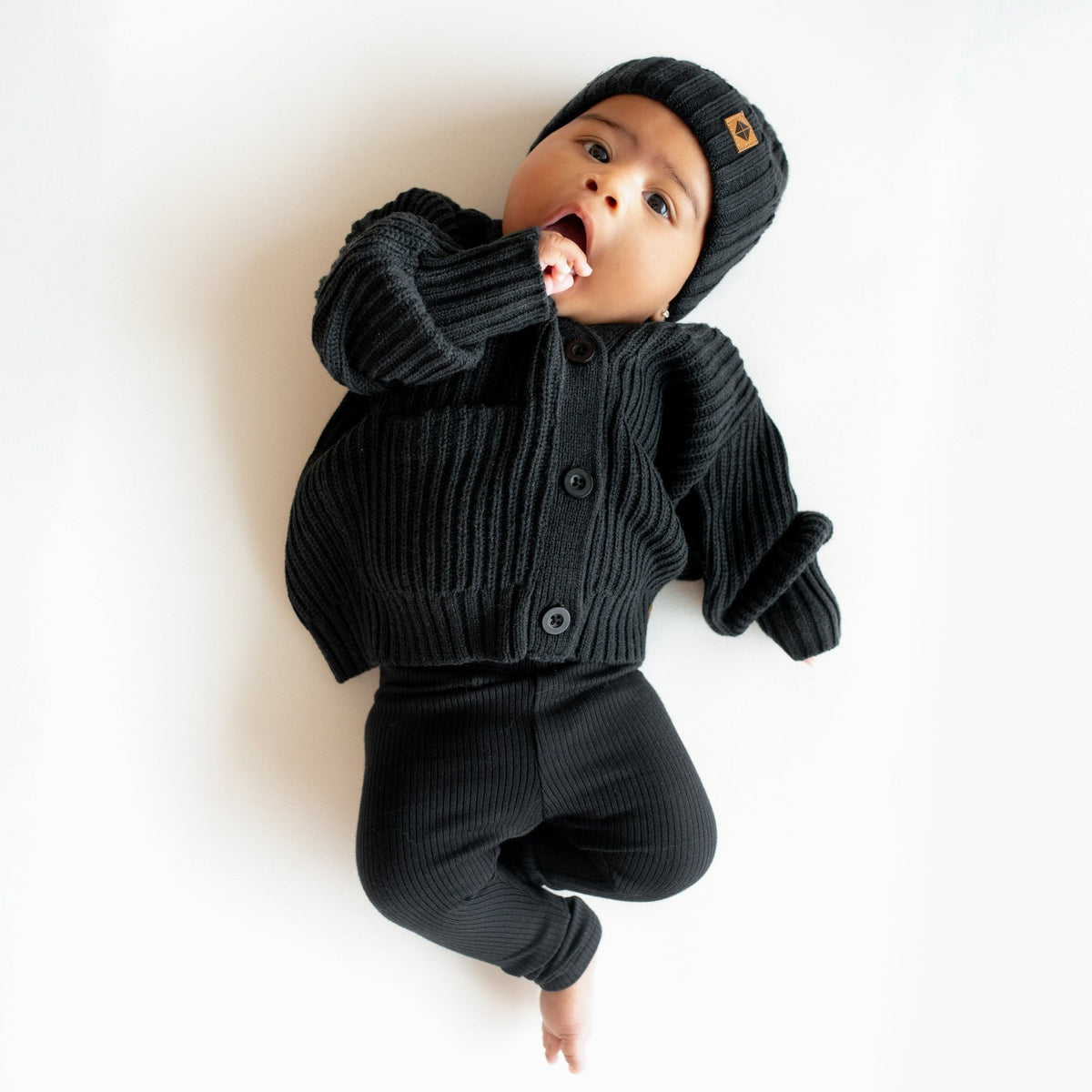 Kyte Baby Chunky Knit Oversized Cardigan in Midnight Black