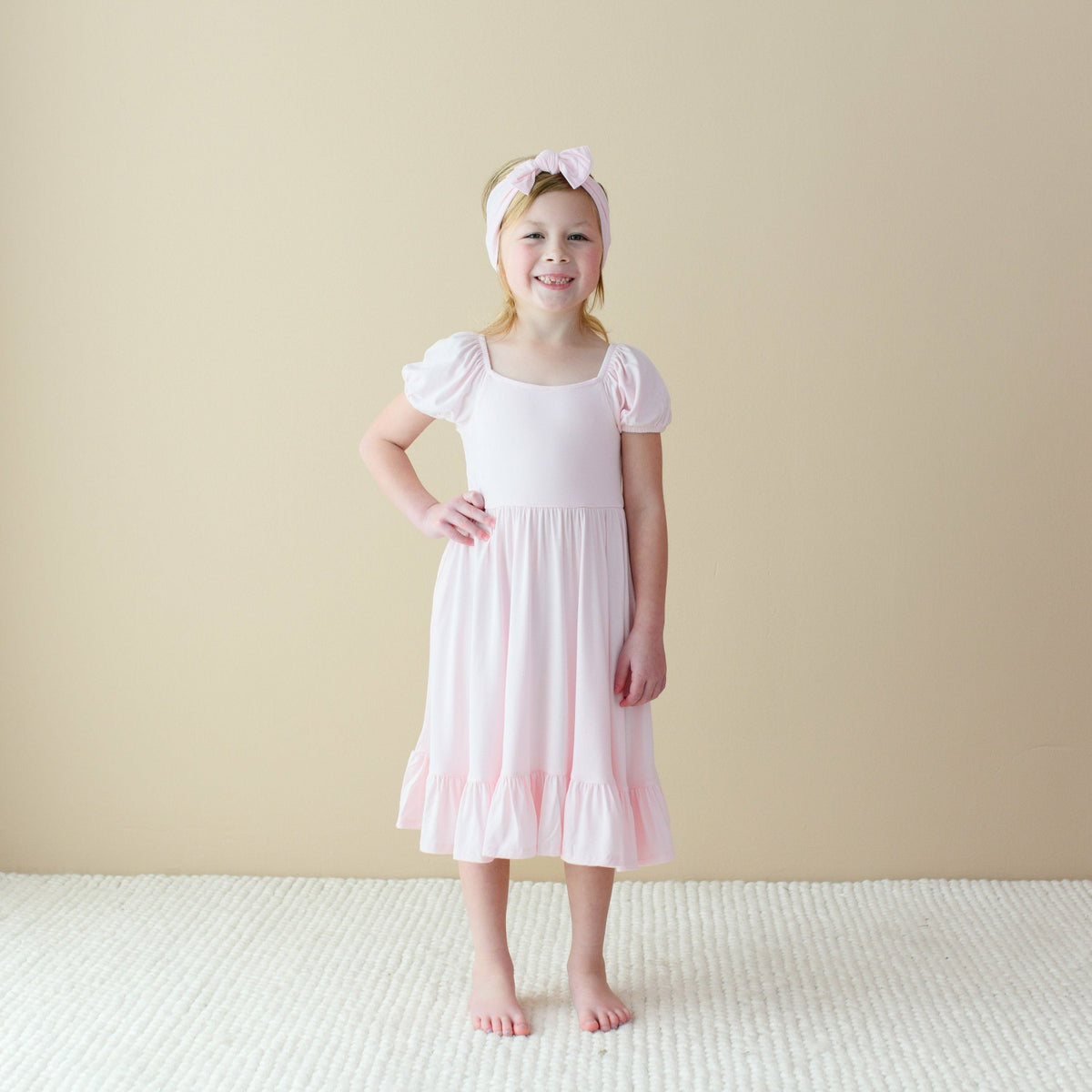 Kyte Baby Puff Sleeve Twirl Dress in Sakura
