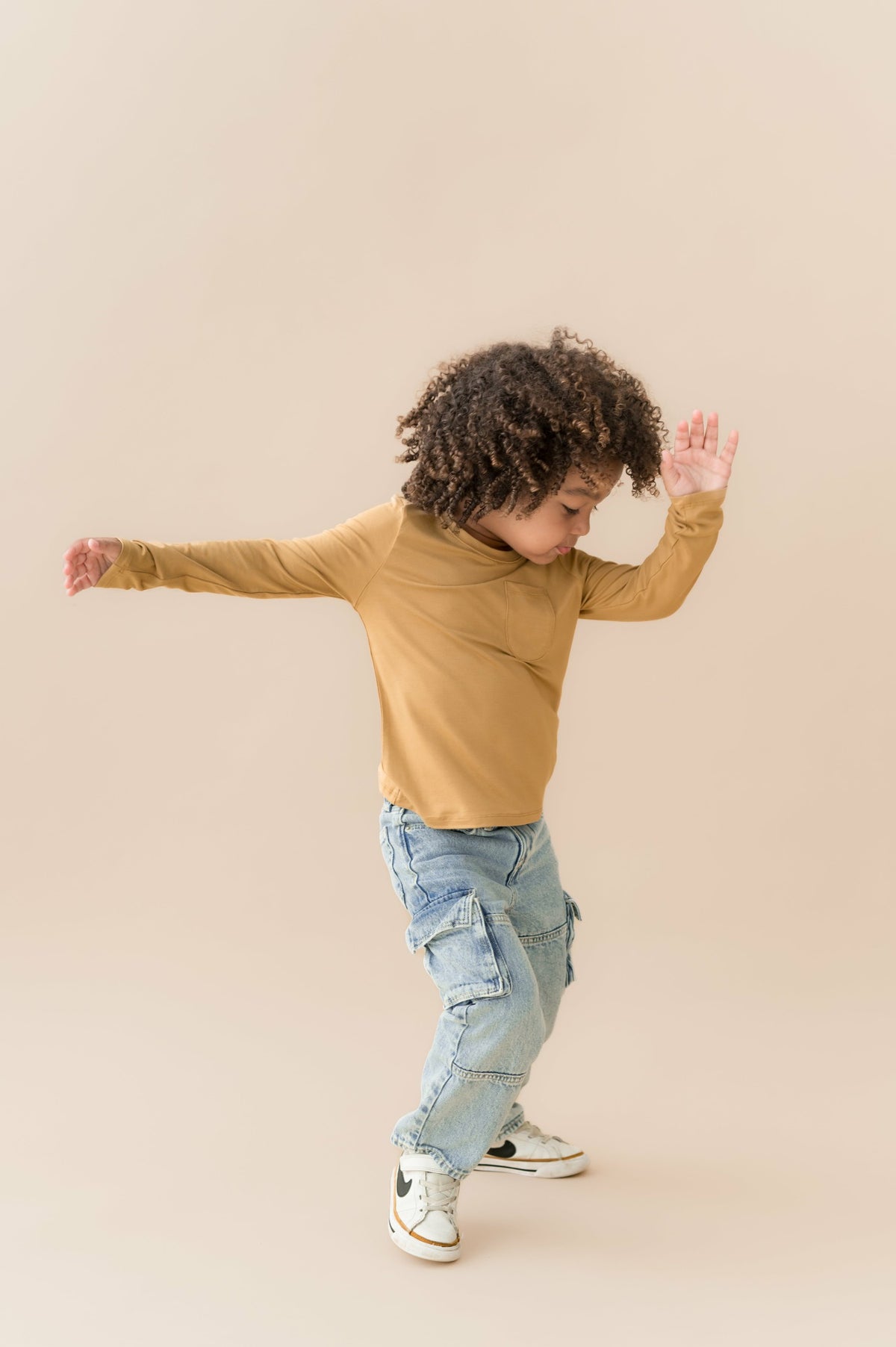 Kyte Baby Long Sleeve Toddler Crew Neck Tee in Ochre