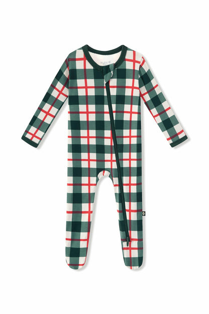 Kyte Baby Zippered Footie in Holiday Plaid