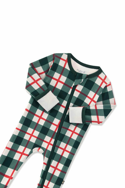 Kyte Baby Zippered Footie in Holiday Plaid