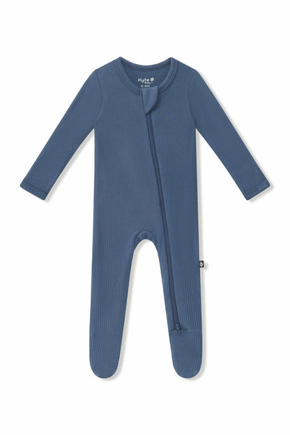 Kyte Baby Ribbed Zipper Footie in Oxford