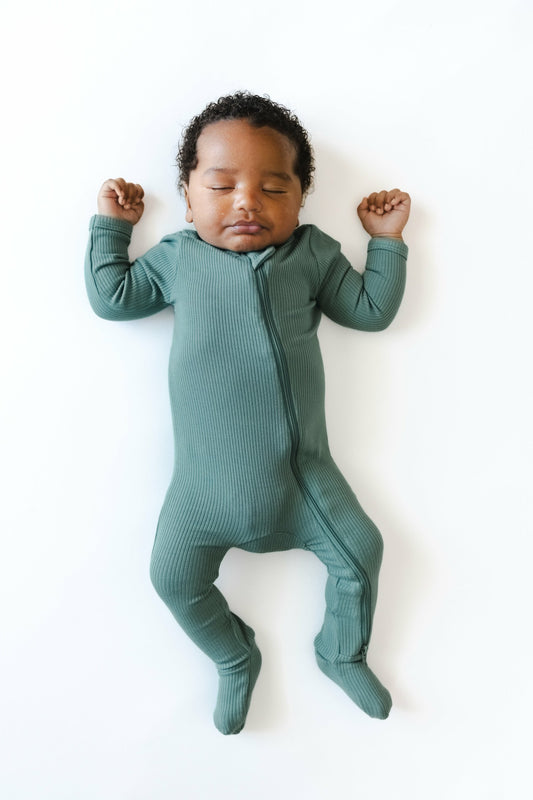 Kyte Baby Ribbed Zipper Footie in Pine