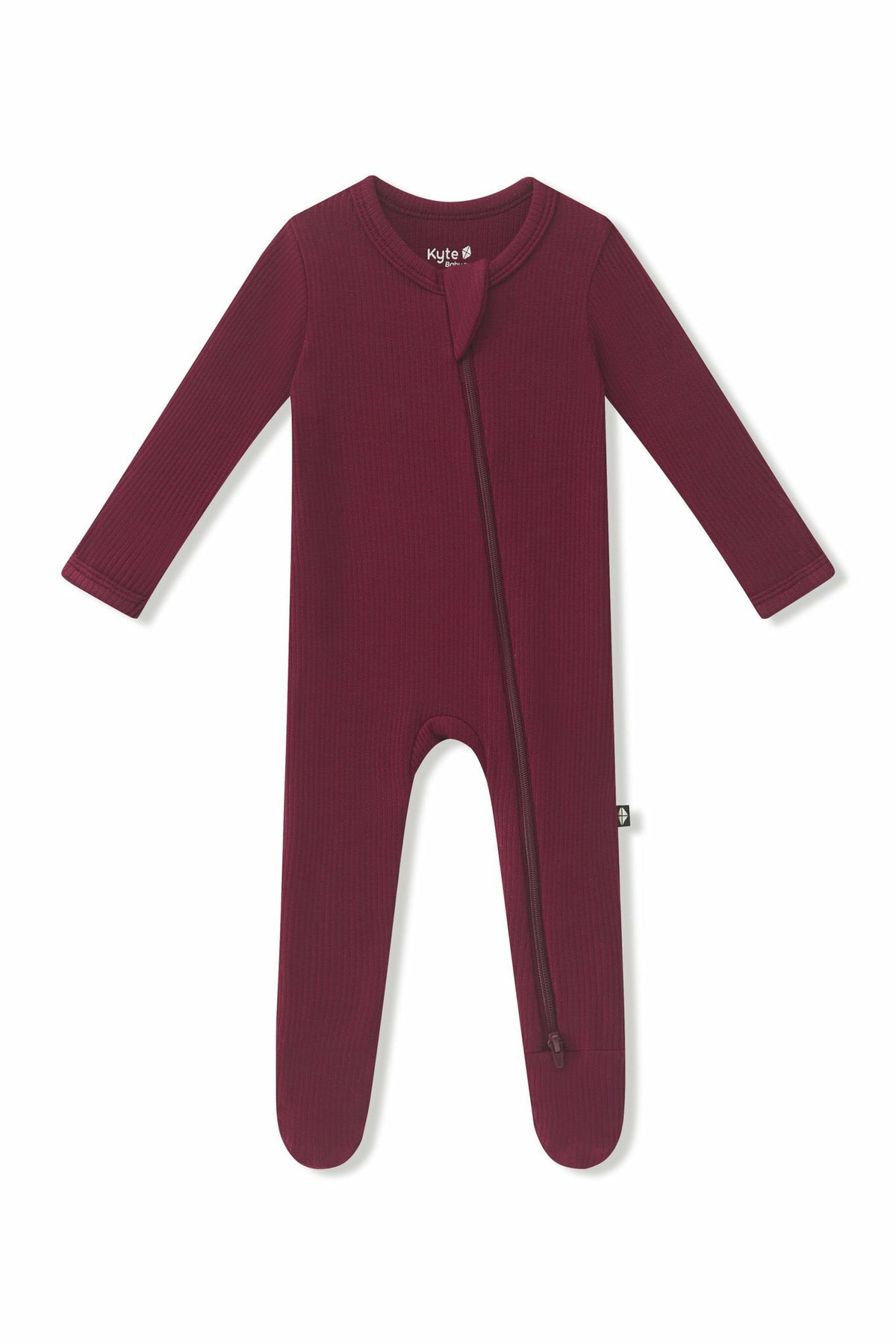 Kyte Baby Ribbed Zipper Footie in Burgundy