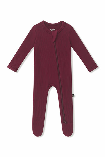 Kyte Baby Ribbed Zipper Footie in Burgundy