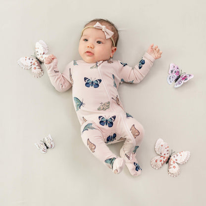 Kyte Baby Zippered Footie in Blush Butterfly