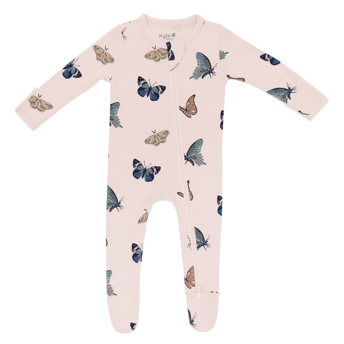 Kyte Baby Zippered Footie in Blush Butterfly