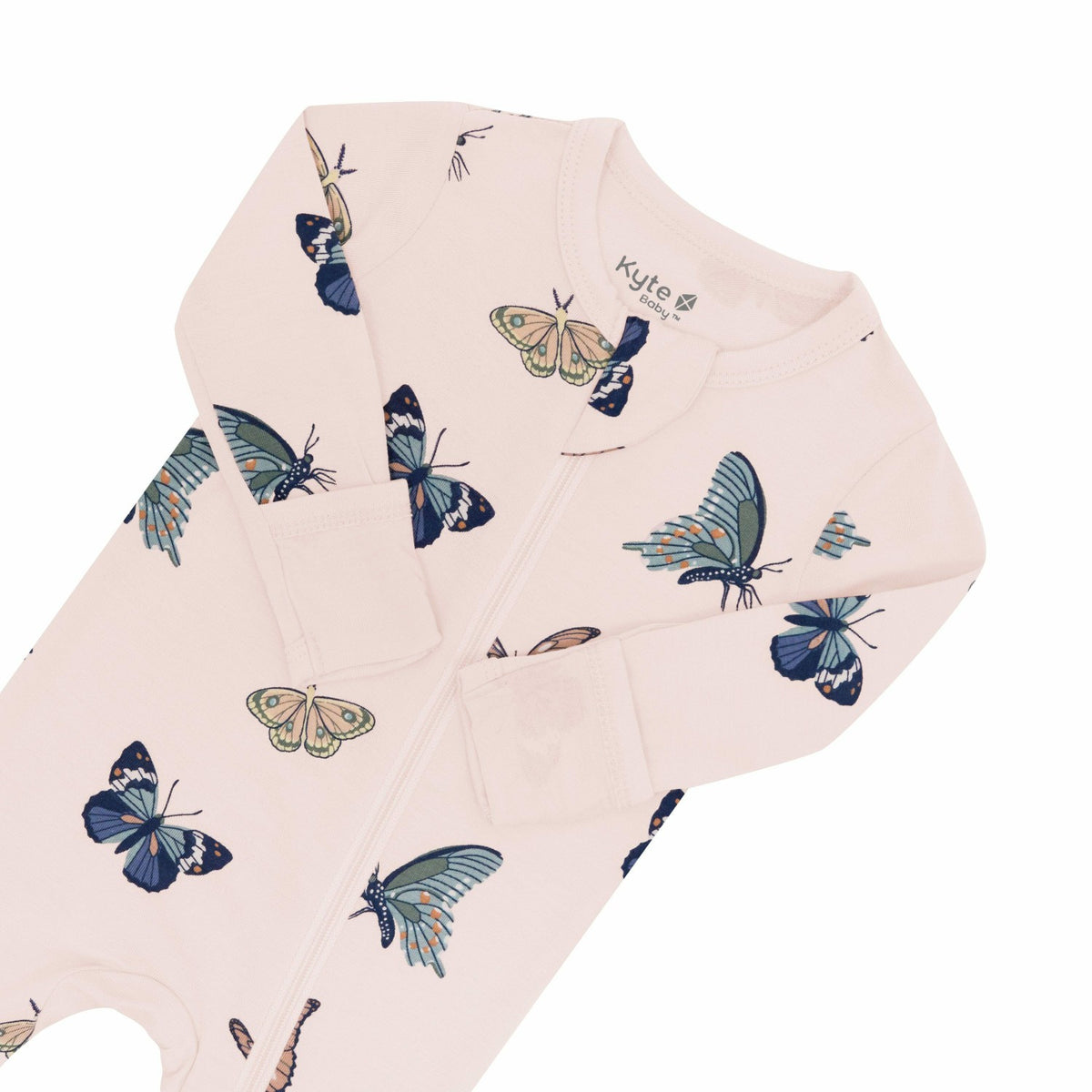 Kyte Baby Zippered Footie in Blush Butterfly