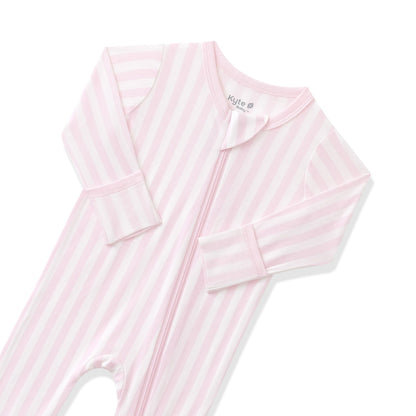 Kyte Baby Zippered Footie in Small Sakura Stripe