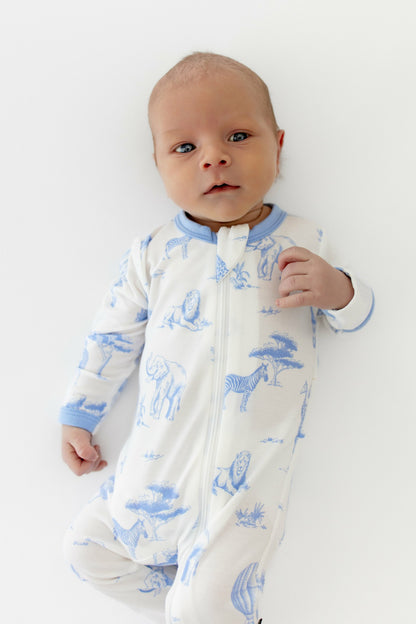 Kyte Baby Zippered Footie in Toile Safari