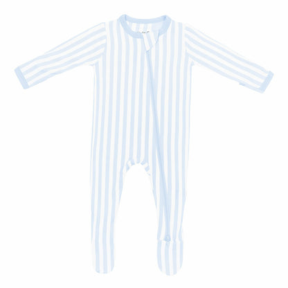 Kyte Baby Zippered Footie in Small Mist Stripe