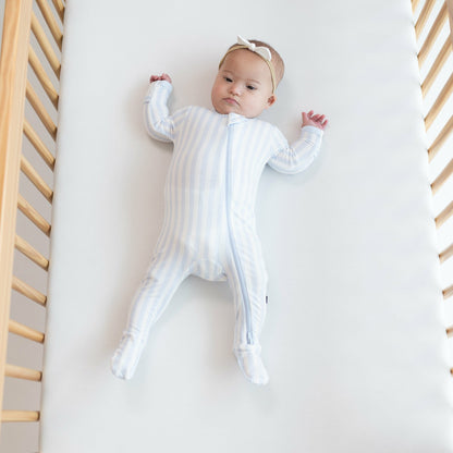 Kyte Baby Zippered Footie in Small Mist Stripe