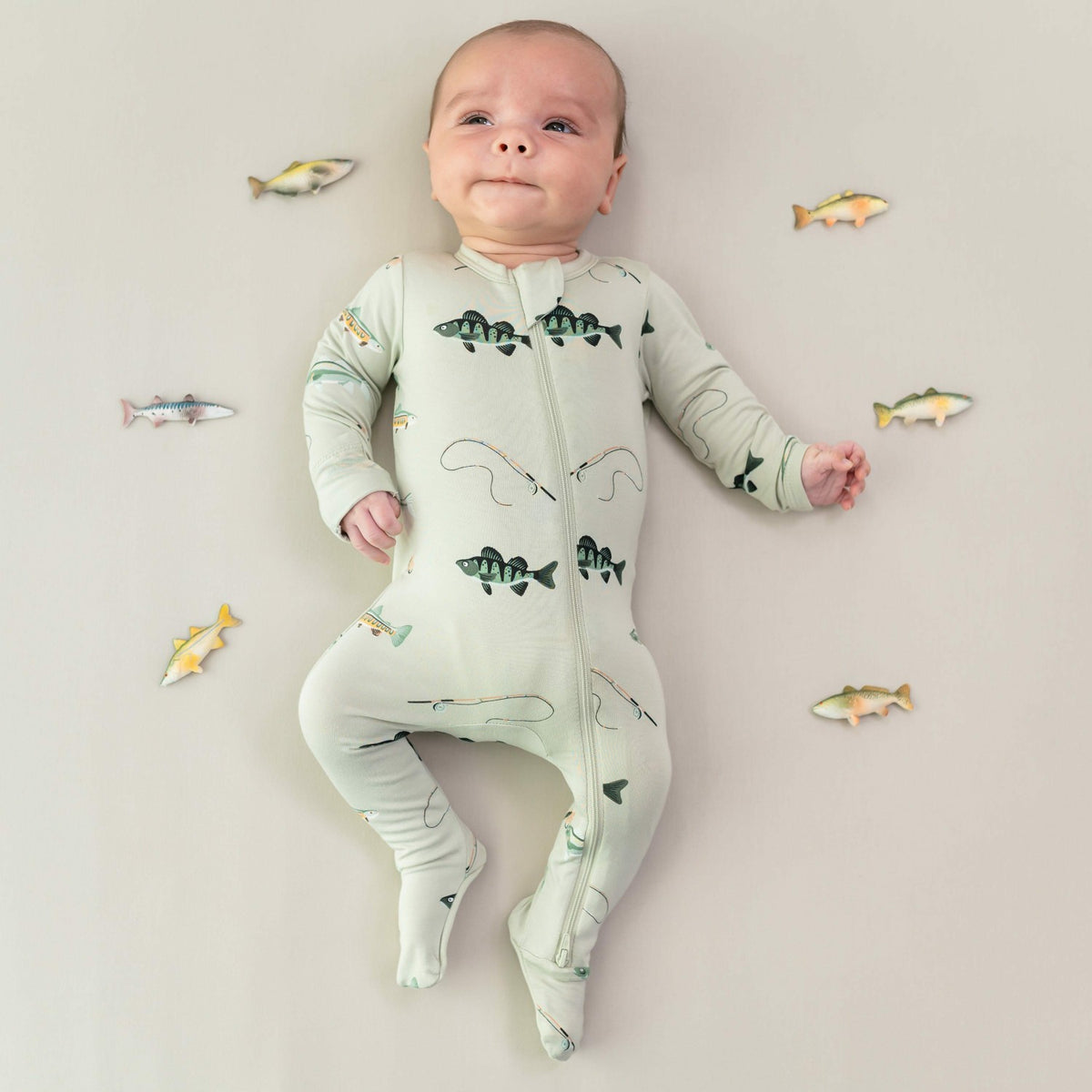Kyte Baby Zippered Footie in Fishing
