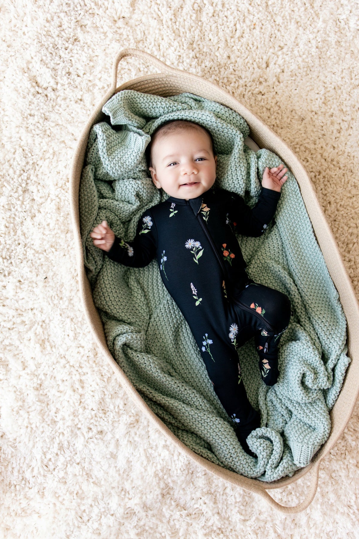 Kyte Baby Zippered Footie in Midnight Wildflower