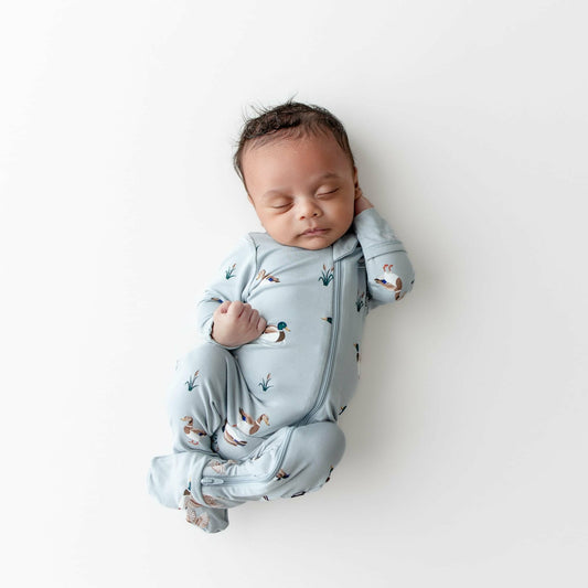 Kyte Baby Zippered Footie in Mallard Duck