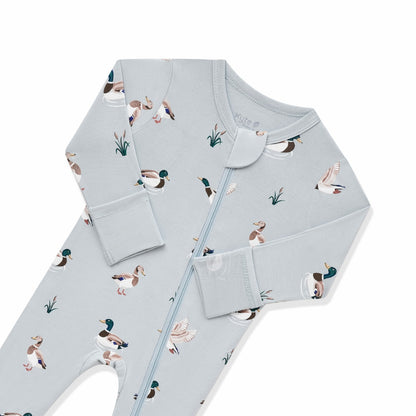 Kyte Baby Zippered Footie in Mallard Duck