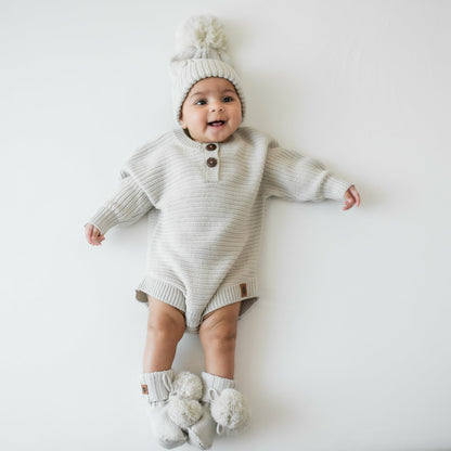 Kyte Baby Chunky Cable Knit Beanie in Oat