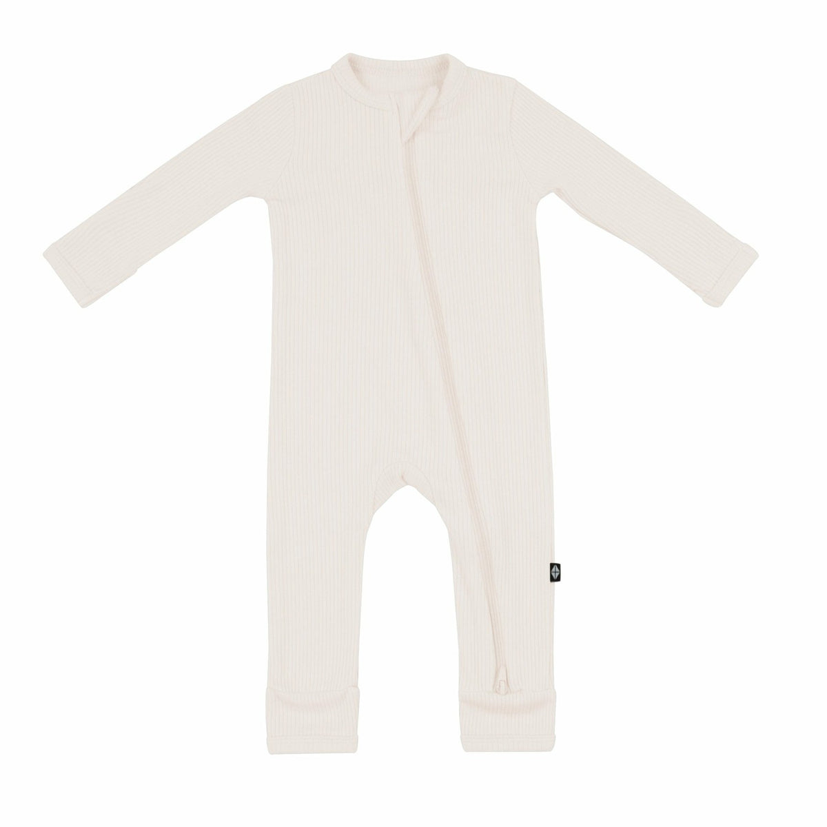 Kyte Baby Ribbed Zipper Romper in Oat