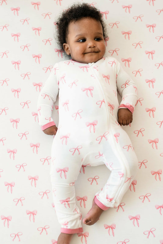 Kyte Baby Shop Bamboo Zippered Romper in Bow Print