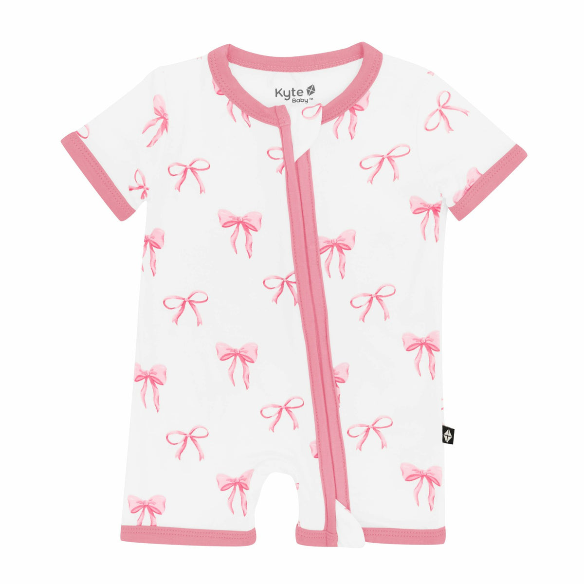 Kyte Baby Zippered Shortall Romper in Bow