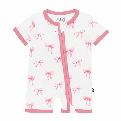 Kyte Baby Zippered Shortall Romper in Bow