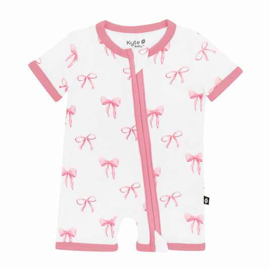 Kyte Baby Zippered Shortall Romper in Bow
