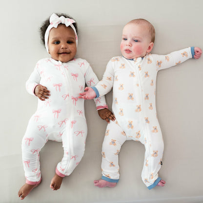 Kyte Baby Bamboo Zippered Romper in Teddy Bear Print